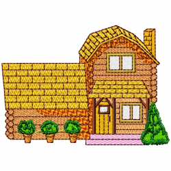 Houses Bulding Embroidery Design 12